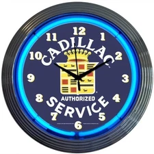 Cadillac Service Licensed Neon Clock 15"x15"