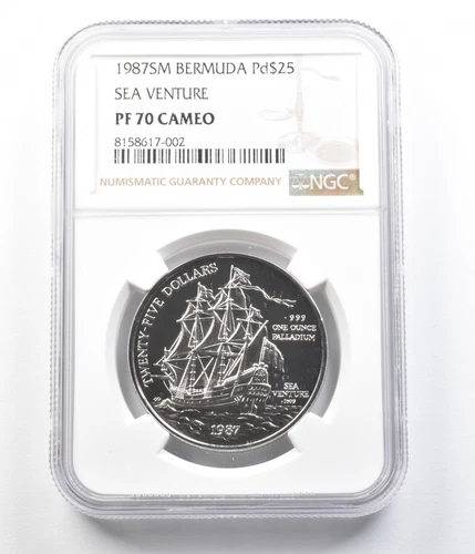 1987 SM Bermuda 25 Dollars Palladium Sea Venture PF70 Cameo NGC *4451