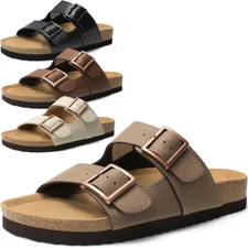 Women Slip On Slide Sandals Comfortable Cork Footbed Casual Flat Sandals