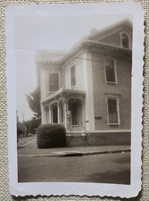 Vintage Photo Beautiful Victorian House Black & White 3.5" x 2.5" Scalloped Edge