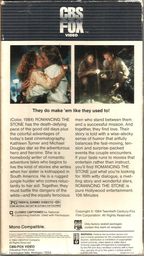Romancing The Stone & The Jewel Of The Nile VHS Double Feature Michael Douglas - Picture 3 of 5