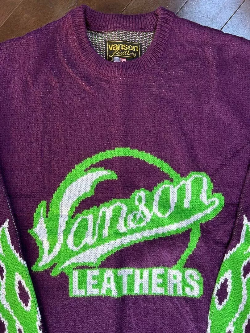 Supreme × Vanson Cuir 2022 Pull Violet Homme Tricot Logo Taille L Occasion