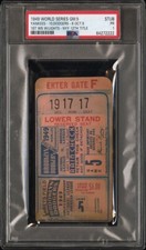 1949 WORLD SERIES TICKET🎟️1ST WS GAME PLAYED UNDER LIGHTS YANKEES TITLE #12 PSA
