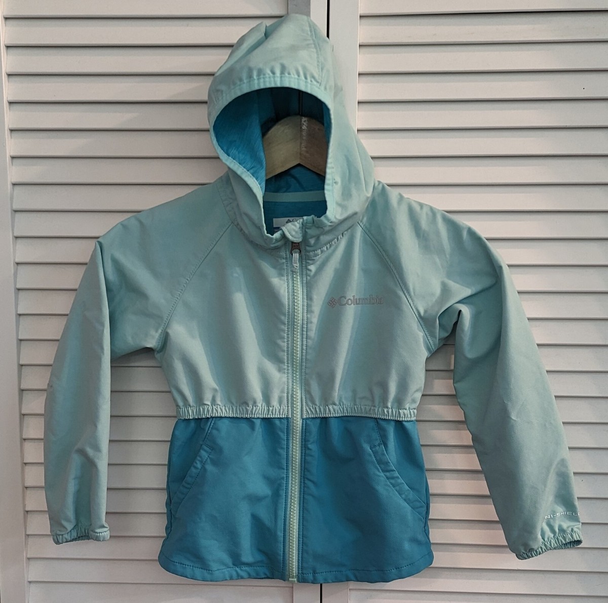 Columbia Sportswear Jacket Youth Kids XXS 4/5 Turquoise Blue Windbreaker  Rain