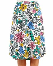 NWT New Fresh Produce Sketched Flora Long Avery Skirt White S or L 75