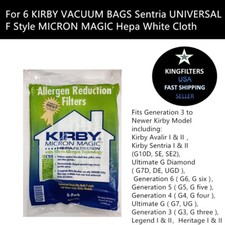 For 6 KIRBY VACUUM BAGS Sentria UNIVERSAL F Style MICRON MAGIC Hepa White Cloth