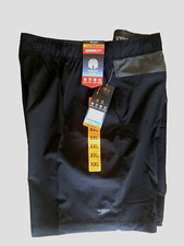Speedo Black Swim Trunks 2XL 38-40 Techvolley Stretch Lined UPF50 Gray Trim