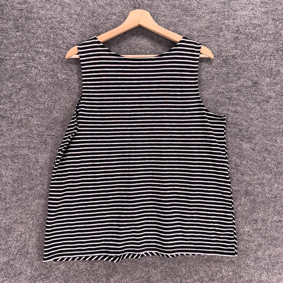 Blusa sin marca para mujer M mediana negra a rayas cuello en V sin mangas correa ancha lino Foto 2 de 4