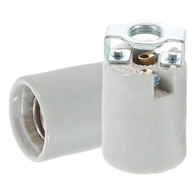  2PCS Porcelain Threaded Socket E14 Ceramic Base Screw Socket for LED Light Bulb