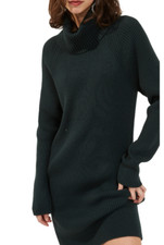 French Connection Katerina Ribbed Sweater Dress Dark Springs Size S 1600