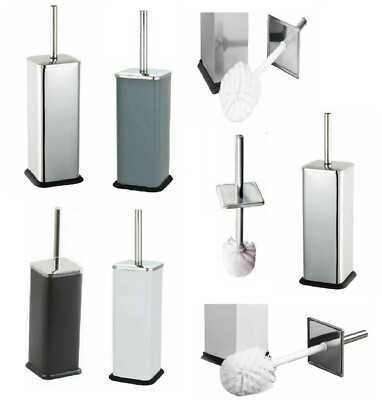 ECKIGE EDELSTAHL WC BÜRSTE & HALTER SET BAD KLO BÜRSTE & FREISTÄNDER