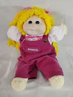 1986 ? Cabbage Patch Kids Blonde/Blue Eyes Purple  Happy Kids Overalls