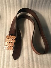 1970s Penny belt buckle with vintage leather belt dark leather MyskuS1L5B2