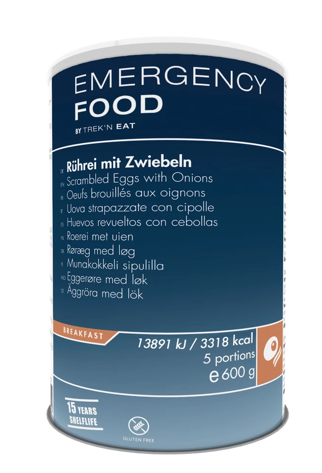 (41,67€/kg) Emergency Food by Trek'n Eat Rührei mit Zwiebeln – 600g Dose