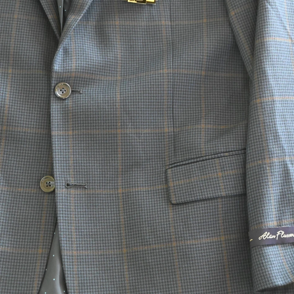NUEVO Alan River 42R Azul Marino Cuadros Ventana Hombres Abrigo Deportivo Traje Chaqueta Foto 3 de 4