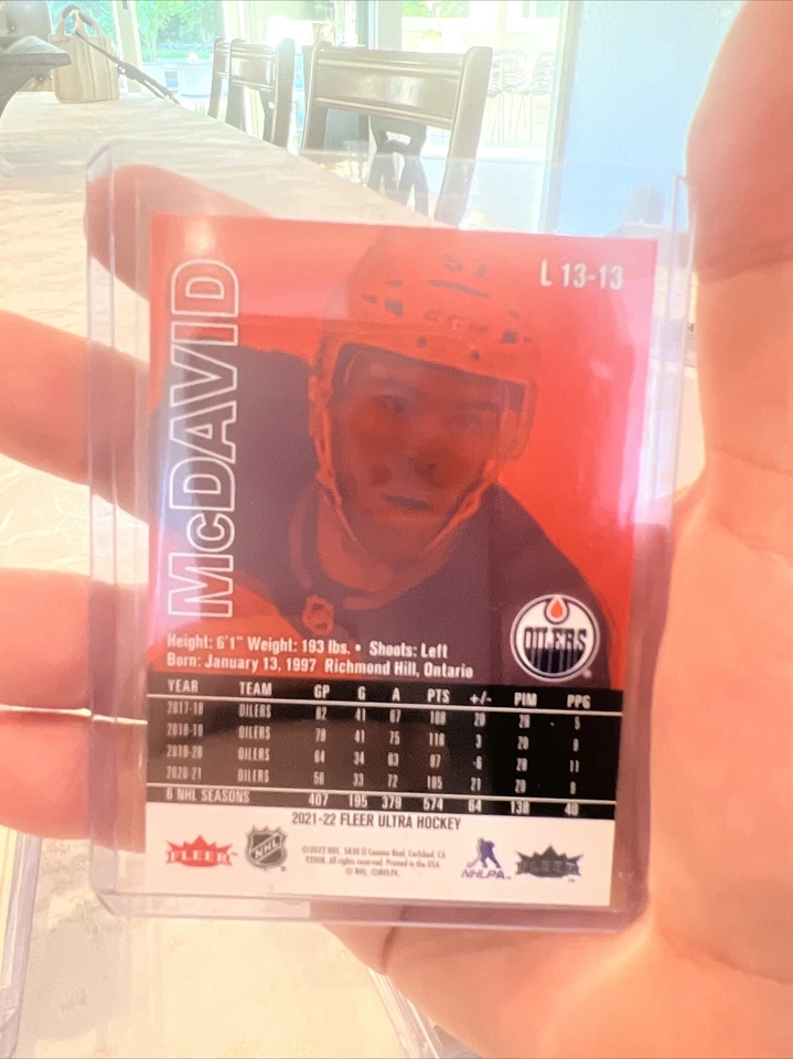 2021-22 Upper Deck Fleer Ultra Lucky 13 Achievement Card L 13-13 Connor McDavid - Image 2 of 2