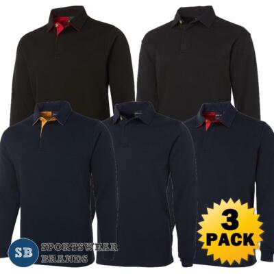 3 x Mens 2 Tone Rugby Top Polo Pullover Shirt Jumper Cotton Warm ...