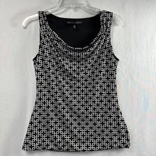WHITE HOUSE BLACK MARKET Tank Top Womens Sz XS Black White Geometric Business