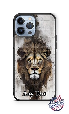 Mystical Lion Watercolor Splatter Art Personalized Phone Case for iPhone Samsung