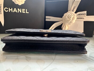 【上品チェーン♡】CHANEL WOC キャビア New CHANEL 23A Wallet o Chain BIG CC Caviar Black Crystal