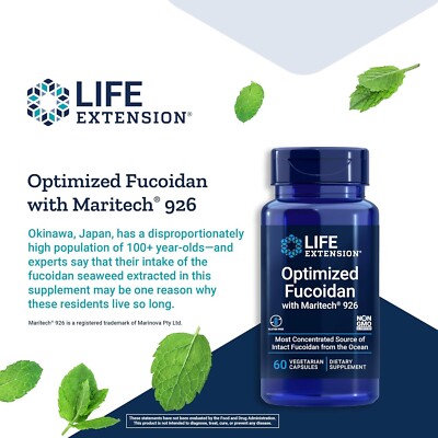 Fucoidan 2 units - Life Extension Optimized  60 Veggie Caps Egg-Free, Fish Free,