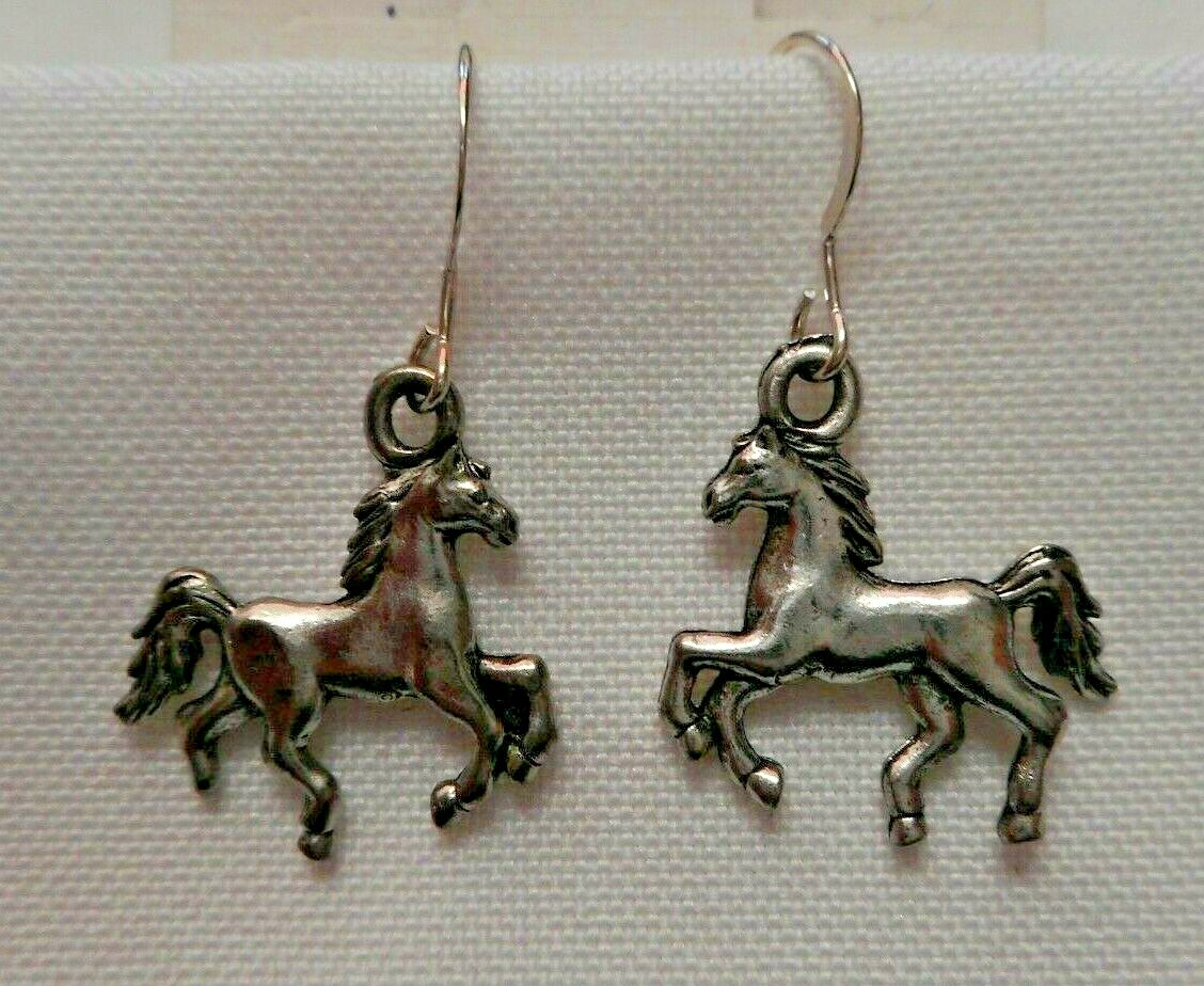 NEW Trotting Horse Pewter Earrings from Ann Peden Collection