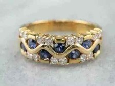 2Ct Round Cut Lab Created Blue Sapphire Wedding Band Ring 14K Yellow Gold Plated