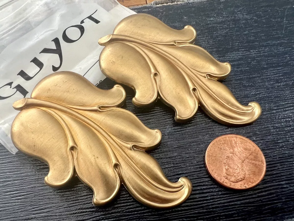 2 Pcs Vintage Brass Stampings Leaf Findings Guyot Jewelry Making