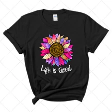 THE LIFE IS. GOOD SUNFLOWER COLORFUL T-SHIRT WOMAN