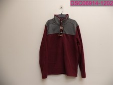 Brooks Brothers Men's Colorblock Quarter Zip Polar Fleece Pullover Maroon Gray M