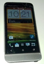 HTC One V 4GB Grey Cricket Smartphone Cracked Glass - Tight Power Button - WORKS