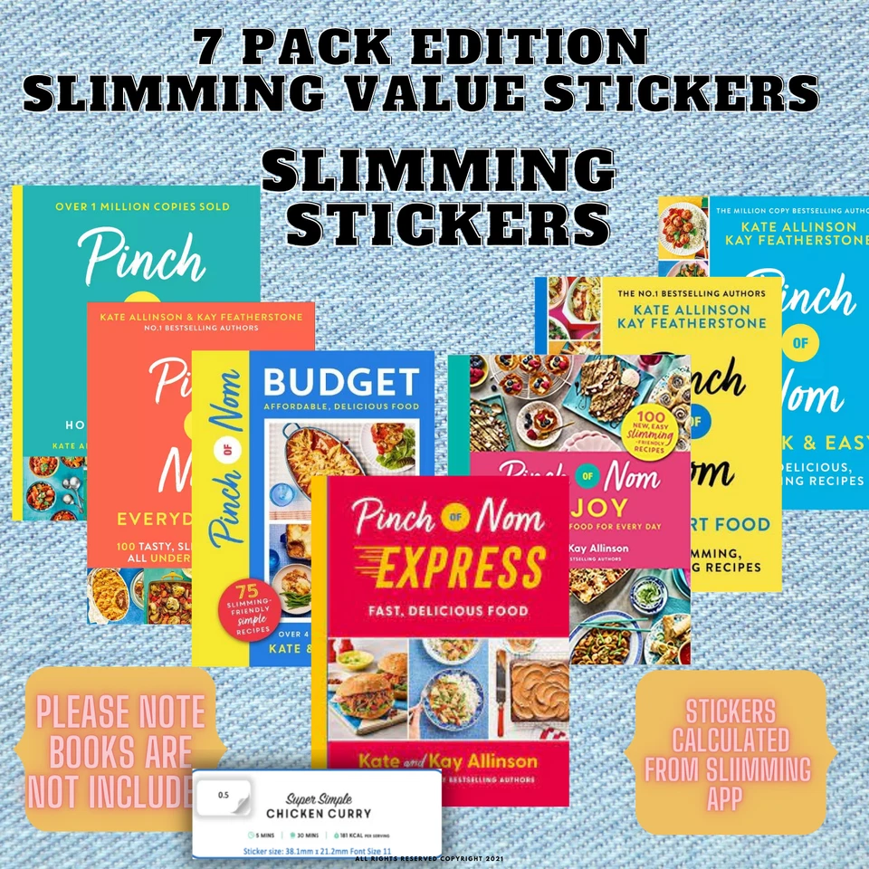 💚🧡💙💛💖🩵🆕NEW PINCH of NOM 7PK COMPLETE SET of Slimming value STICKERS
