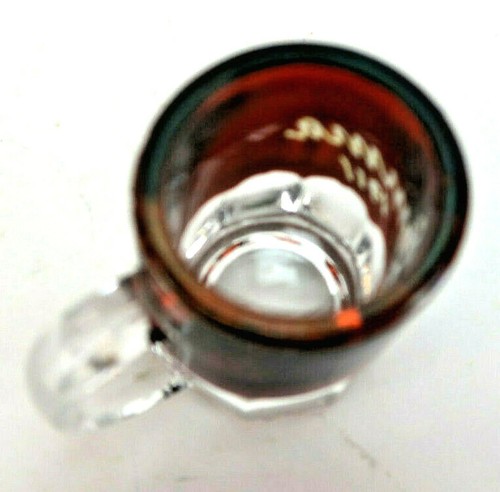 Antique Ruby Stain Etched Alice 1903 Marked Miniature Glass Mug 2"x2" Ex Conditi - Picture 5 of 11