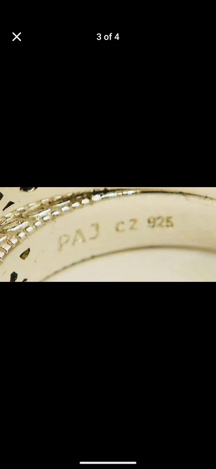 Anillo de filigrana de diamantes sim juego de 2 bandas enchapado en rodio Foto 3 de 4