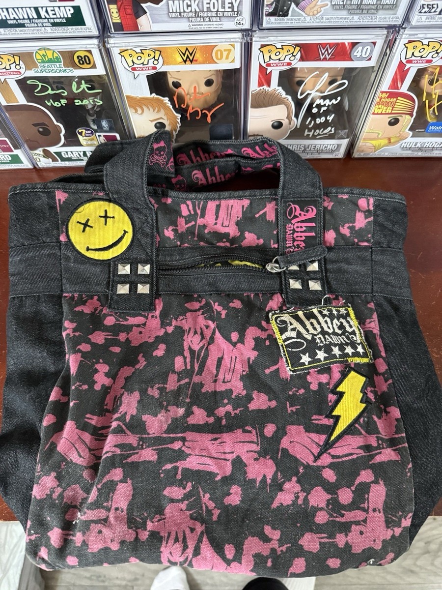 Abbey Dawn Avril Lavigne Black Denim & Pink 20x14x4 Tote Bag w