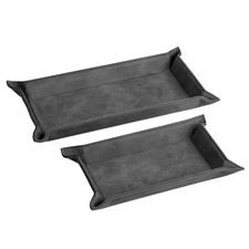 Faux Leather Valet Tray Set of 2 - Catch All Tray for Key Entryway Table Nigh...