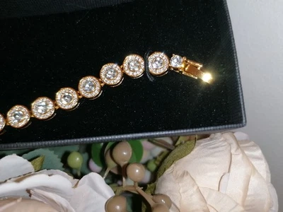 Gold Plated Angelic Crystal Bracelet Large Absolutely Beautiful New Boxed 20cm - Image 1 of 4
