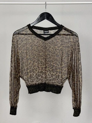 Dolce&Gabbana Leopard Mesh Longsleeved Top Women's Size S Made in Italy Vintage - Bild 1 von 4