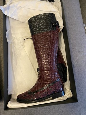 Nicholas Kirkwood x ErdemEmbossed Leather Animal Print Riding Boots