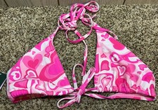 Wild Fable Pink Bikini Top w/ Hearts. Size: Small 4-6 . NEW 