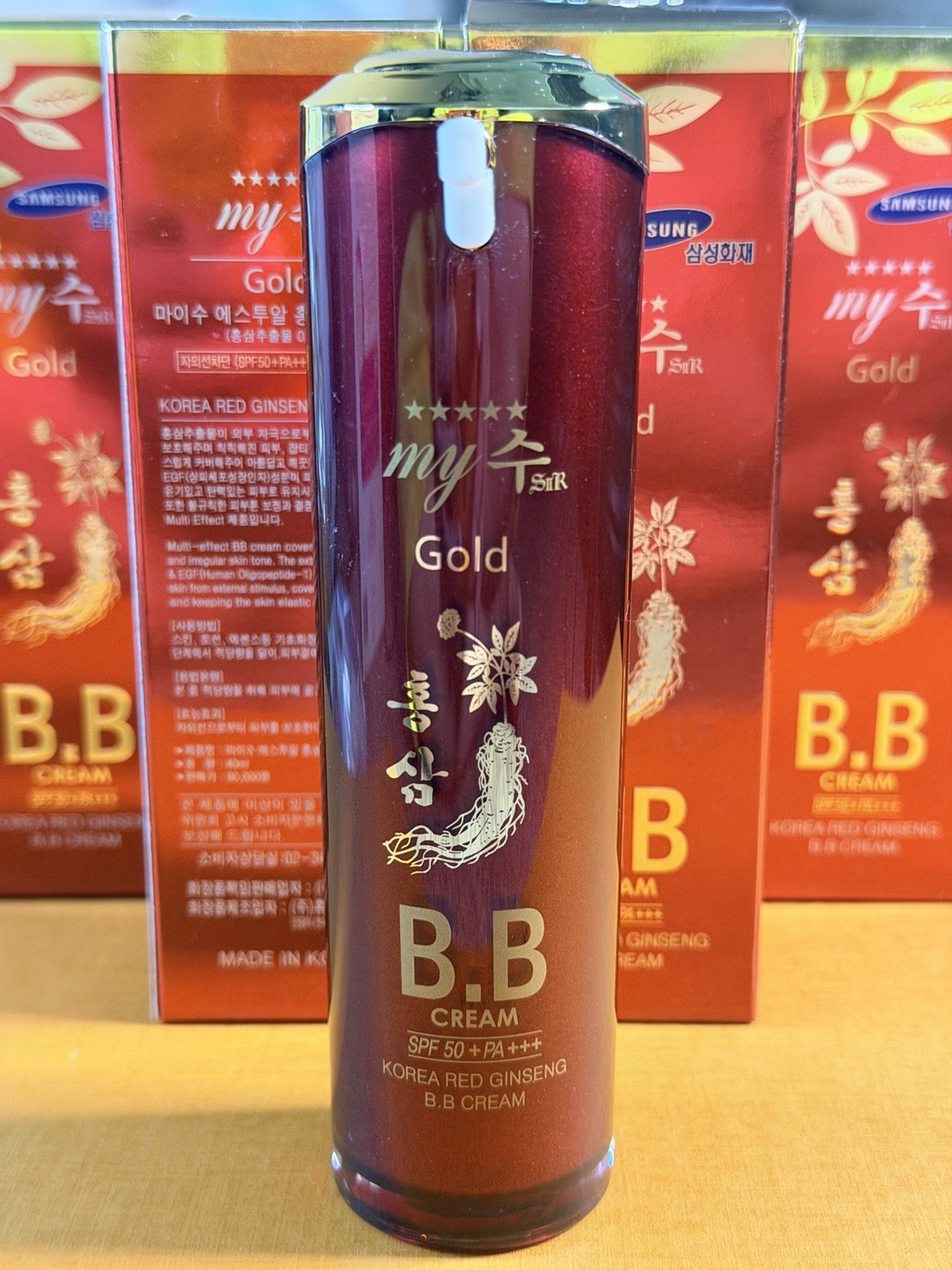 My Su Gold Red Ginseng BB Cream SPF 50+ PA++++ 40ml Made in Korea. Expire 2028