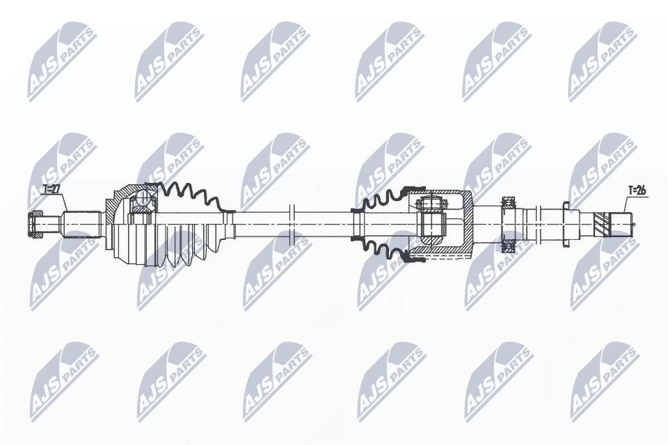 NTY Drive Shaft NPW-RE-174 For Renault Front Axle Right 945mm