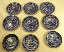 VINTAGE LOT OF TRANSON WARE BLUE WILLOW JAPAN SMALL PLATES EZS003932 