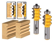 Triple Bead & Flute Furniture Molding Router Bit Set - 1/2" Shank - Yonico 16261