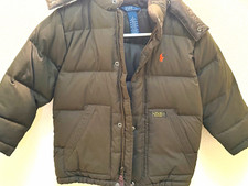 Polo Ralph Lauren Boys Hooded Down Puffer Jacket Full Zip Black Size 5