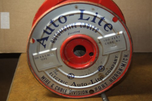 Vintage Auto-Lite Automotive Cables Empty Metal 6 1/2" Wire Spool