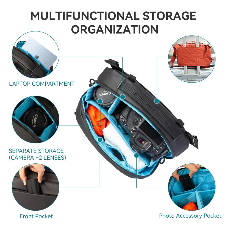 Tenzing Sling Camera Bag 4L,waterproof Crossbody Camera Shoulder Bag for Phot... - Image 2 of 4