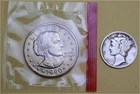 Lot of 2 Coins – 1 Mint Susan B Anthony Dollar (1980D) & 1 Mercury Dime (1940D)