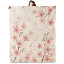 Cherry Blossom Flower Blanket Warm Cozy Soft Fuzzy Throw Couch 50x60 Inch