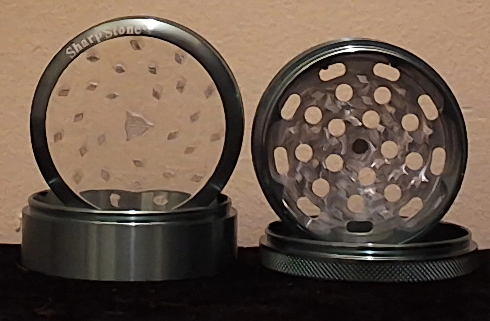 SharpStone CLEAR TOP 4 Piece LARGE 2.5” Herb / Spice Grinder Blue AUTHENTIC